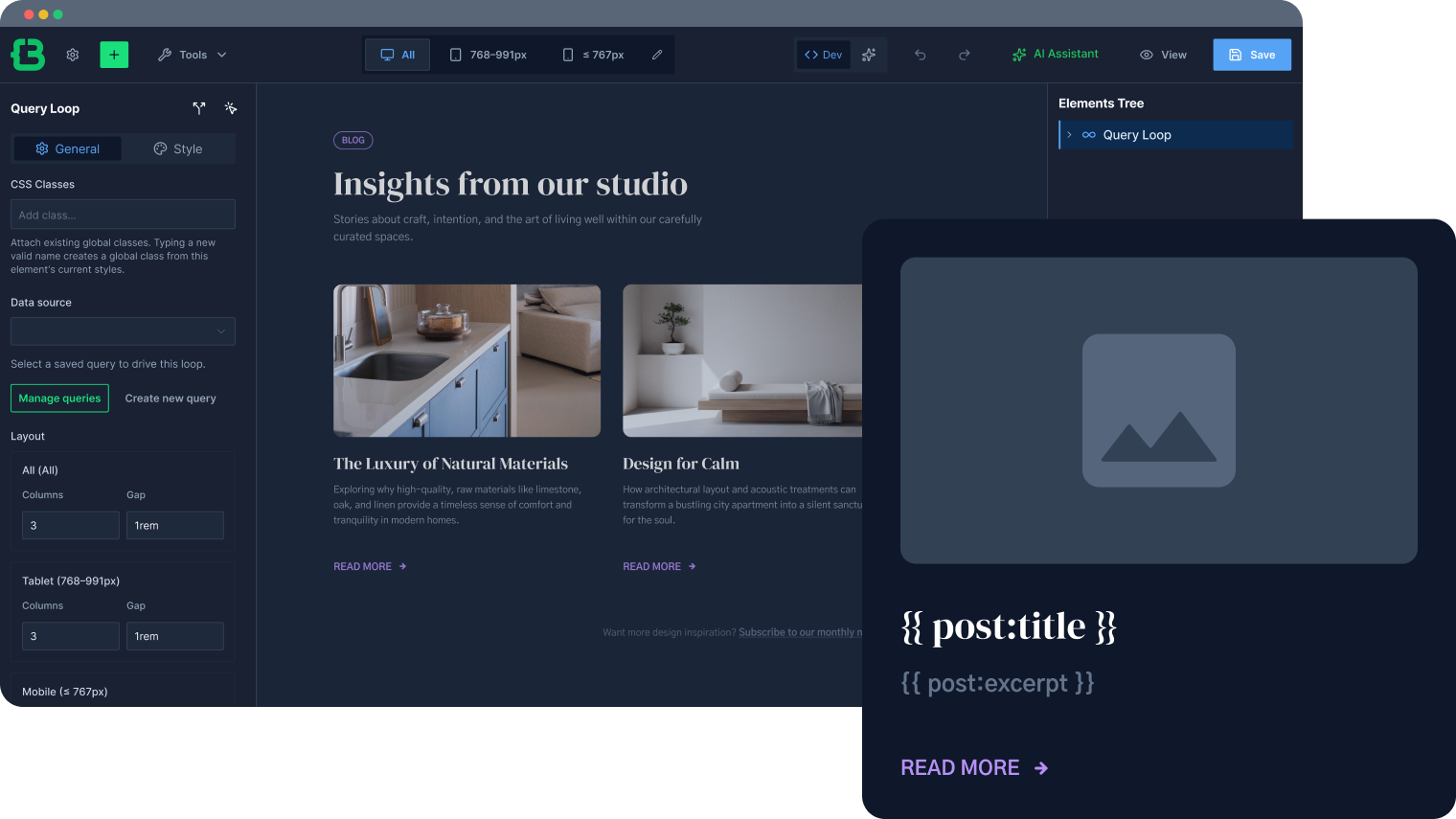 CrocoBuilder query loop WordPress builder interface