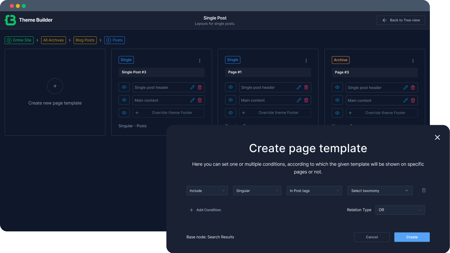 CrocoBuilder Theme Block Conditions panel