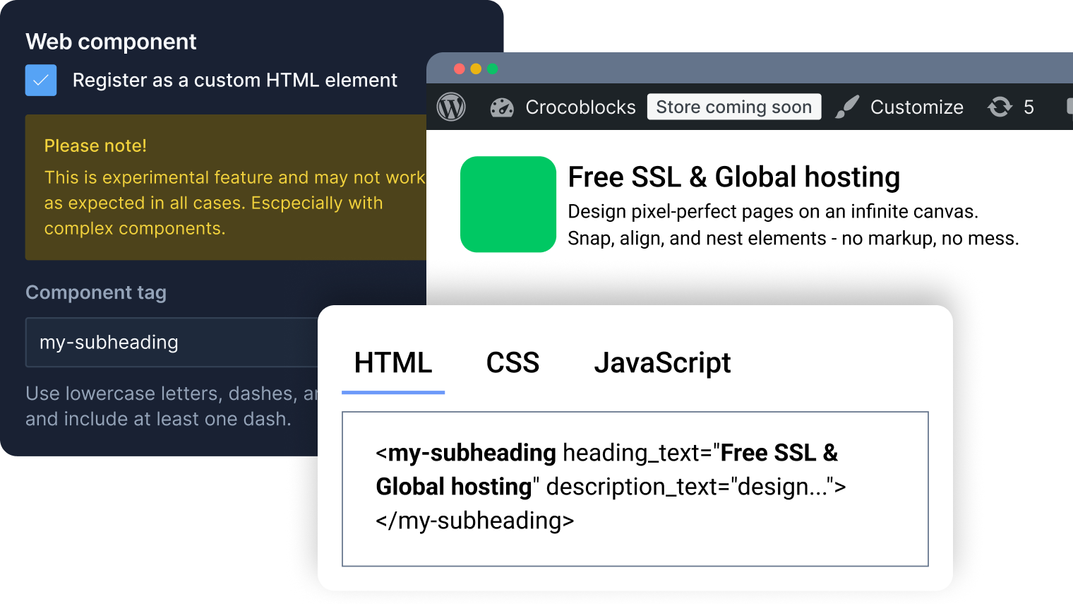 CrocoBuilder Web Component with prop controls