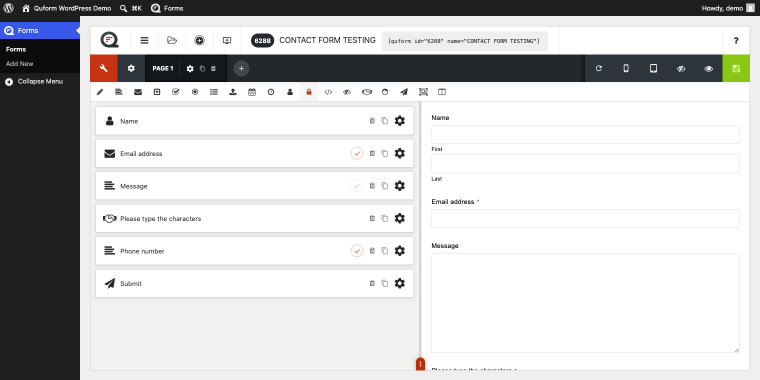 quform plugin contact form builder