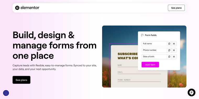 Elementor Pro Form widget