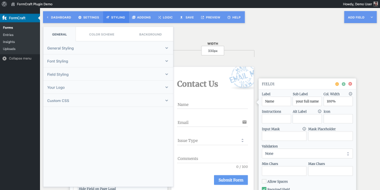 formcraft contact form template