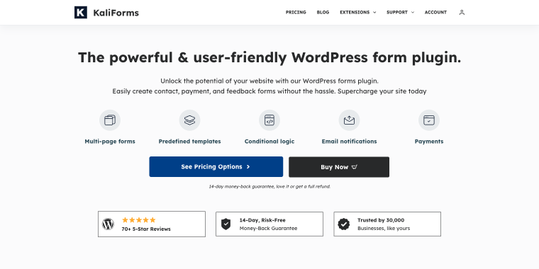 Kali Forms plugin homepage