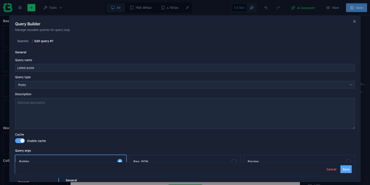 Query Builder creating new query