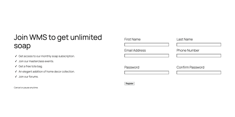 registration form