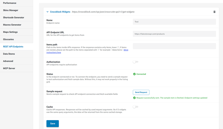 connect rest api endpoint to wordpress