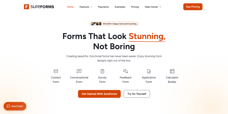 SureForms plugin homepage