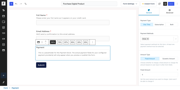 Sure Forms payment form