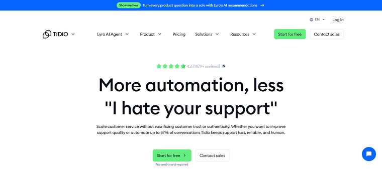 Tidio front page