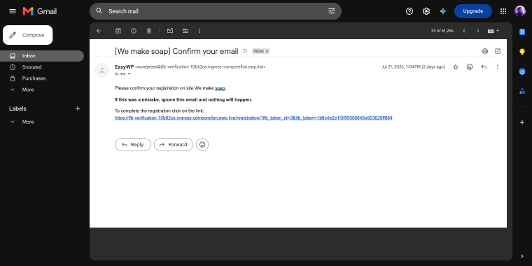 verification email