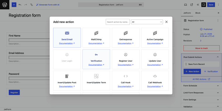 adding post-submit actions