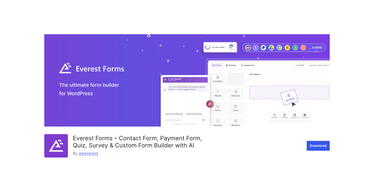 everest forms wordpress contact form plugin