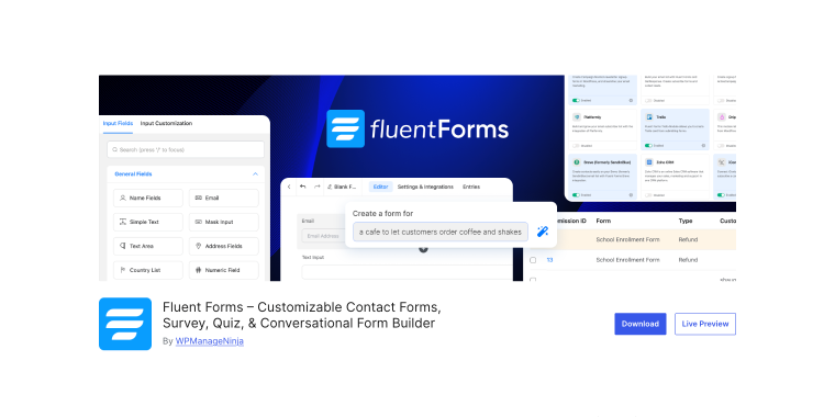 fluent forms wordpress contact form plugin