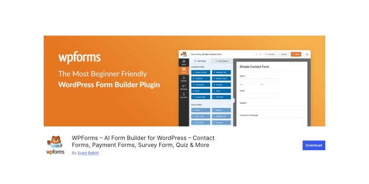 wpforms contact form wordpress plugin